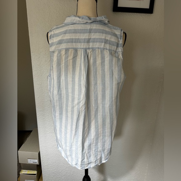 J.Crew Factory Striped linen-cotton sleeveless popover tunic top - Picture 3 of 6